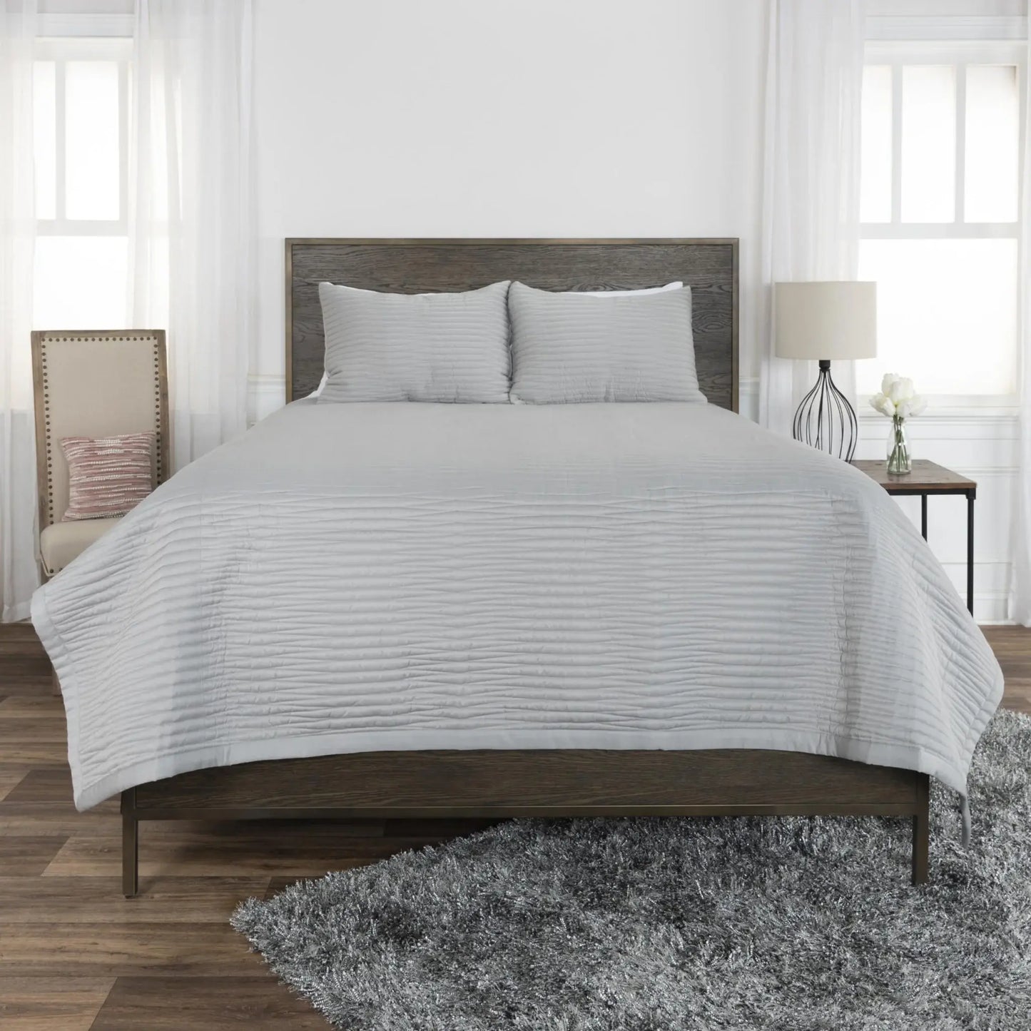 Grey King Microfiber 300 Thread Count Machine Washable Down Alternative Comforter - Homeroots - Flyclothing LLC