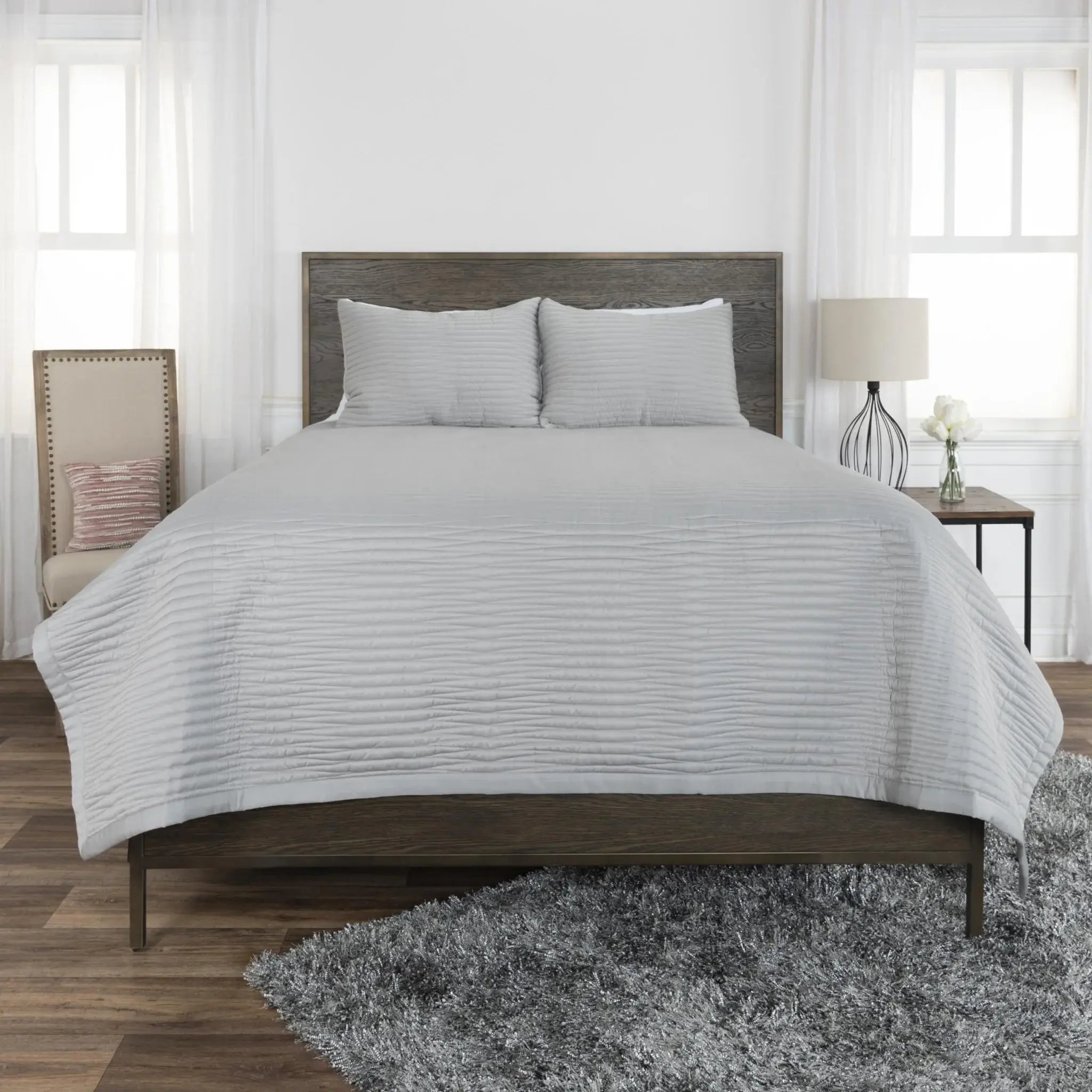Grey King Microfiber 300 Thread Count Machine Washable Down Alternative Comforter - Homeroots - Flyclothing LLC