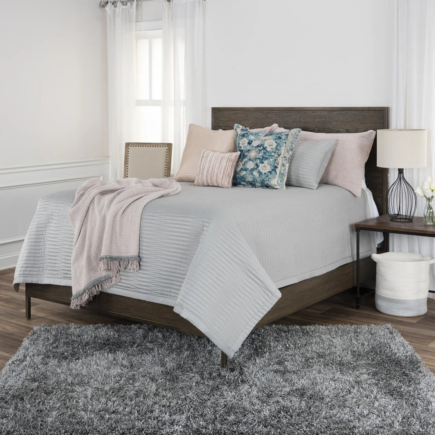 Grey King Microfiber 300 Thread Count Machine Washable Down Alternative Comforter - Homeroots - Flyclothing LLC