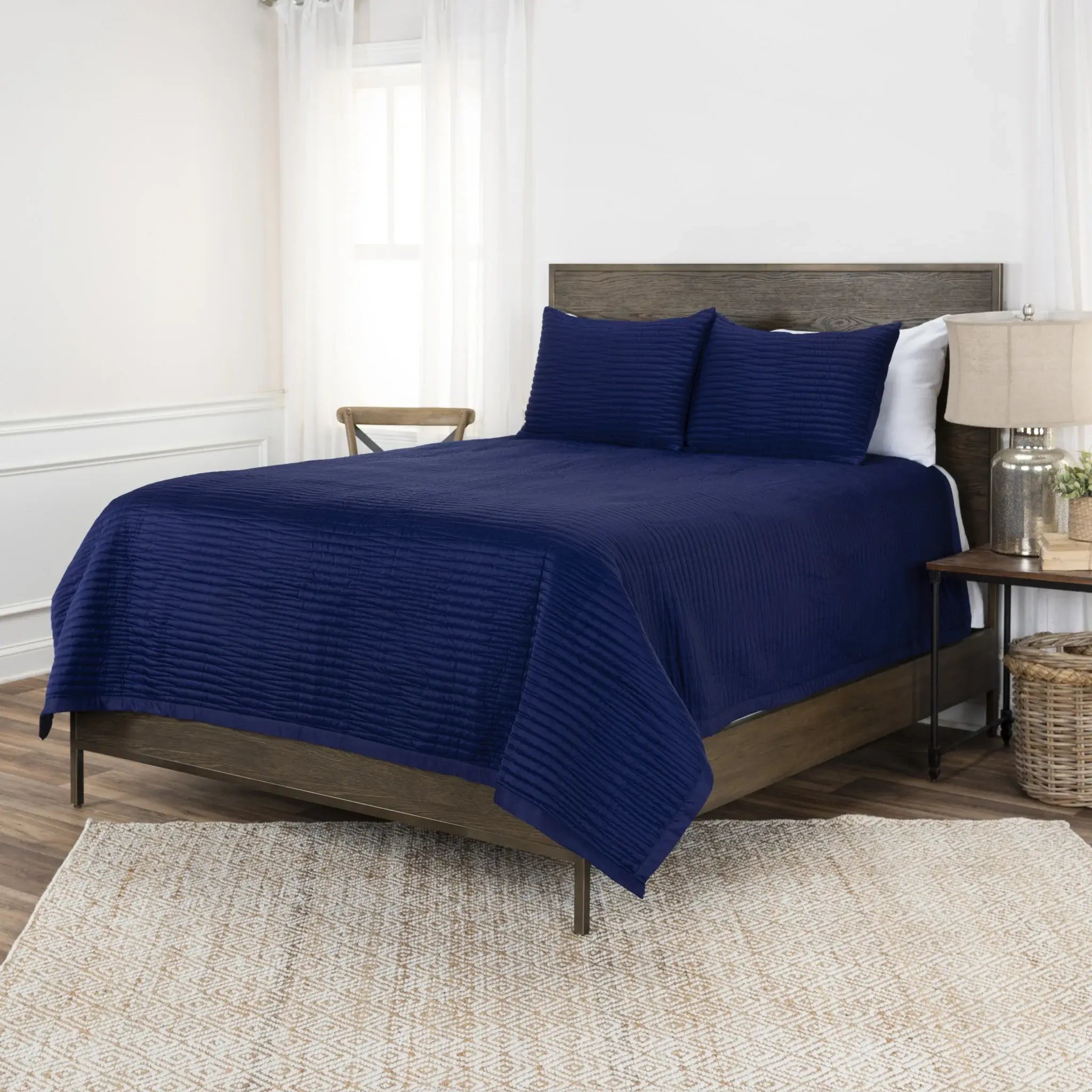 Indigo Queen Microfiber 300 Thread Count Machine Washable Down Alternative Comforter - Homeroots - Flyclothing LLC