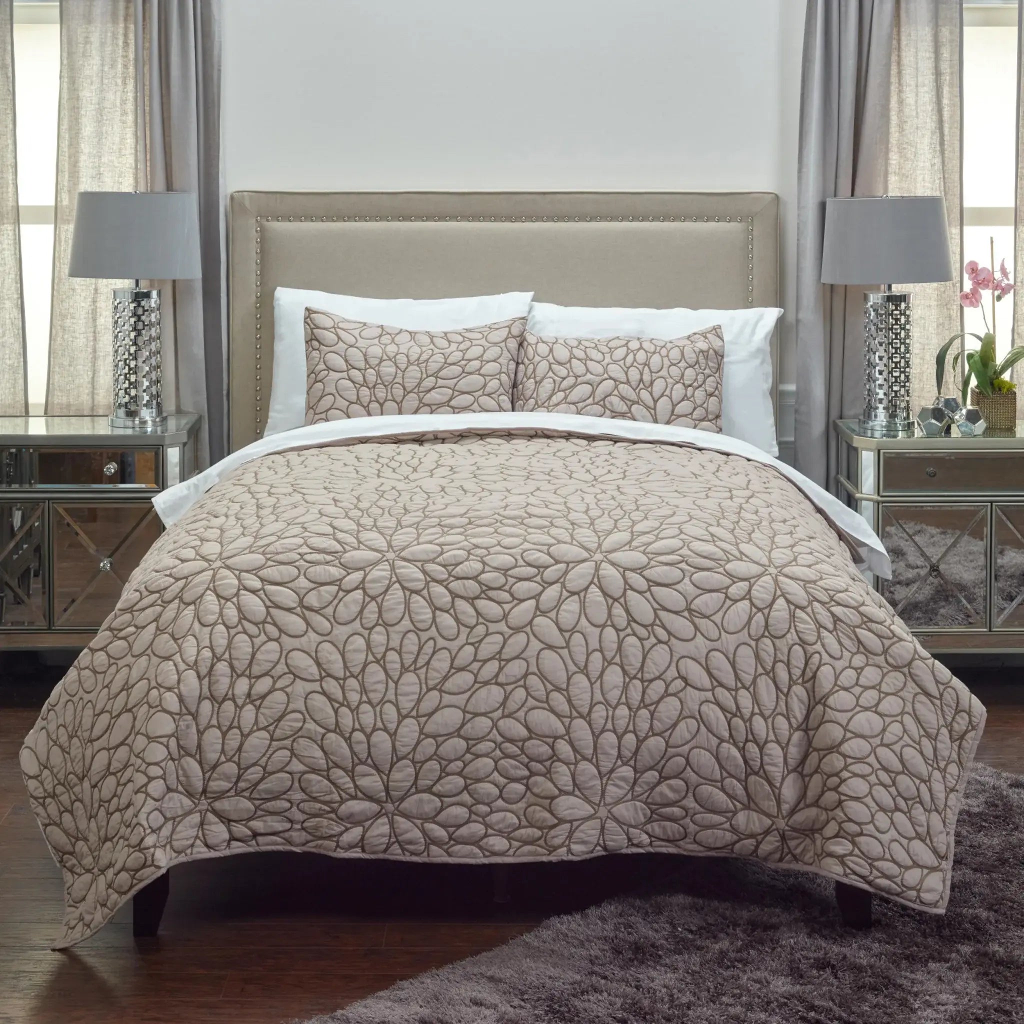 Dark Blush Queen 100% Cotton 300 Thread Count Machine Washable Down Alternative Comforter - Homeroots - Flyclothing LLC