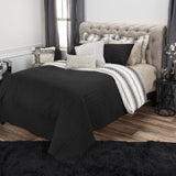 Black Twin 100% Cotton 300 Thread Count Machine Washable Down Alternative Comforter - Homeroots - Flyclothing LLC