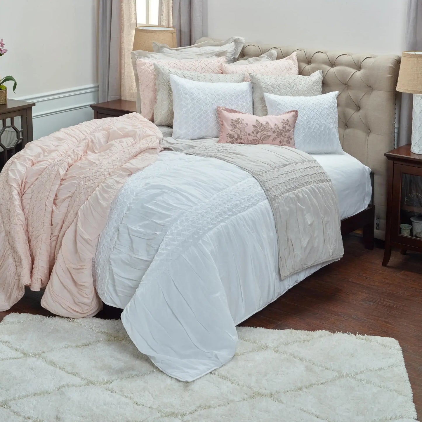 Pink King 100% Cotton 300 Thread Count Machine Washable Down Alternative Comforter - Homeroots - Flyclothing LLC