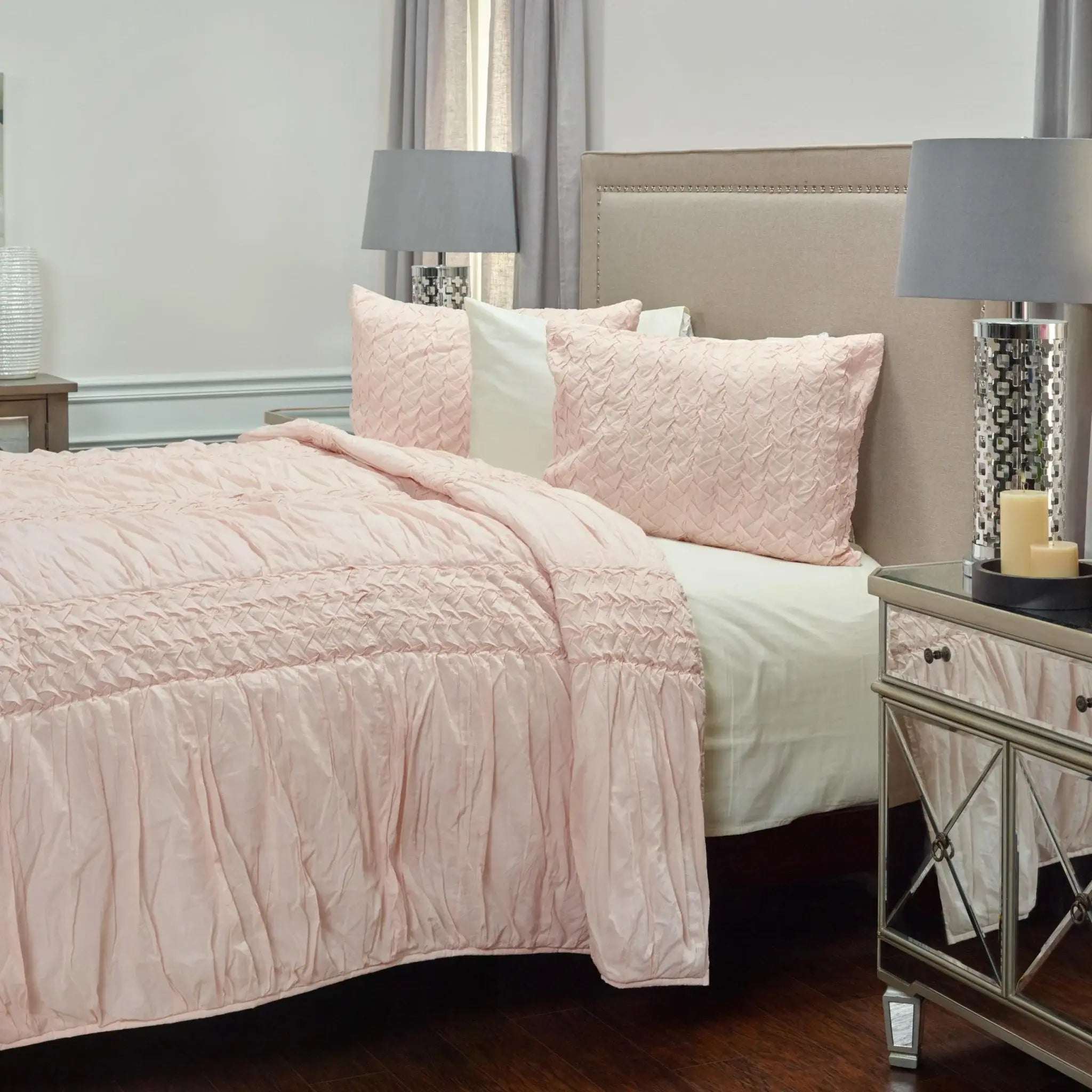Pink Twin 100% Cotton 300 Thread Count Machine Washable Down Alternative Comforter - Homeroots - Flyclothing LLC