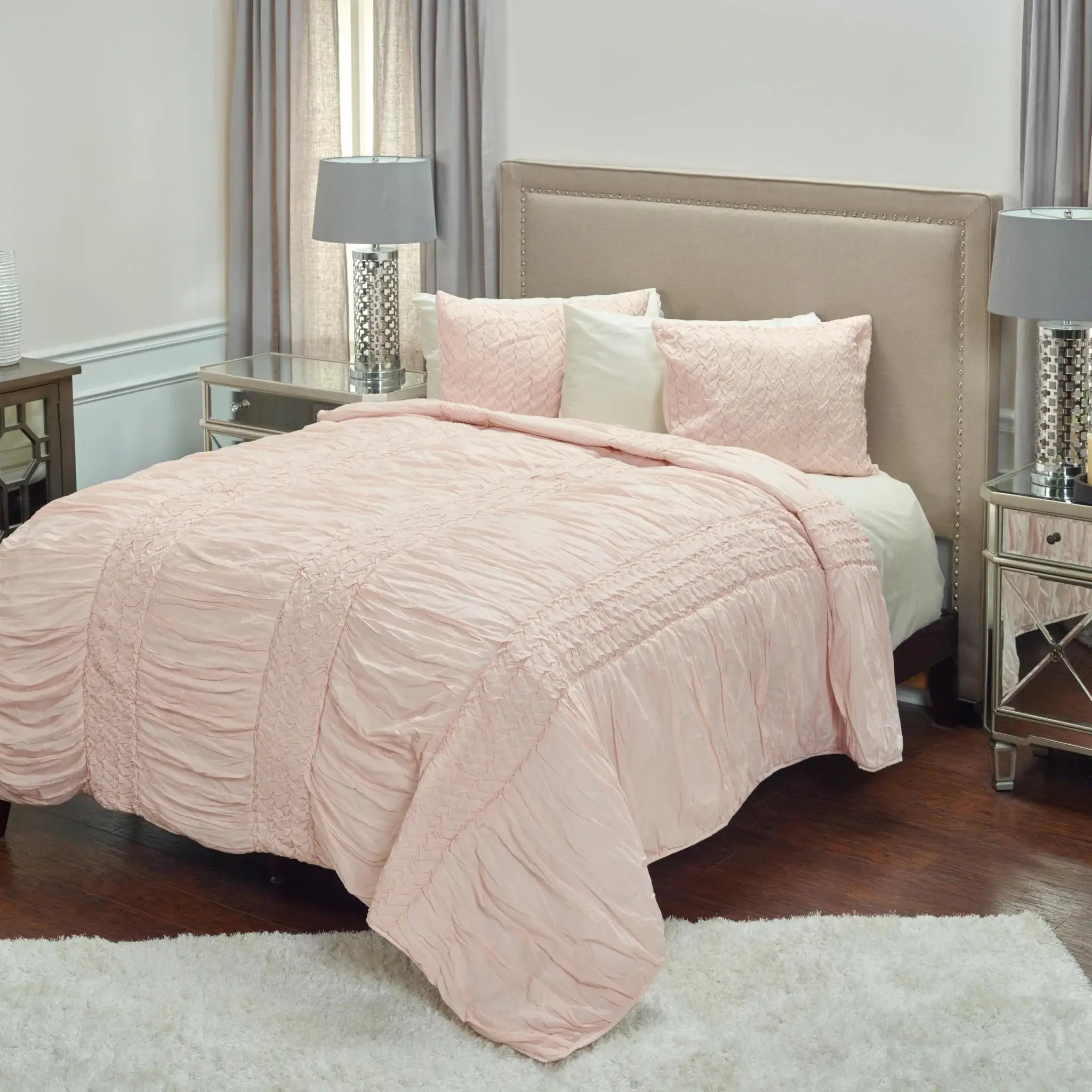 Pink Twin 100% Cotton 300 Thread Count Machine Washable Down Alternative Comforter - Homeroots - Flyclothing LLC