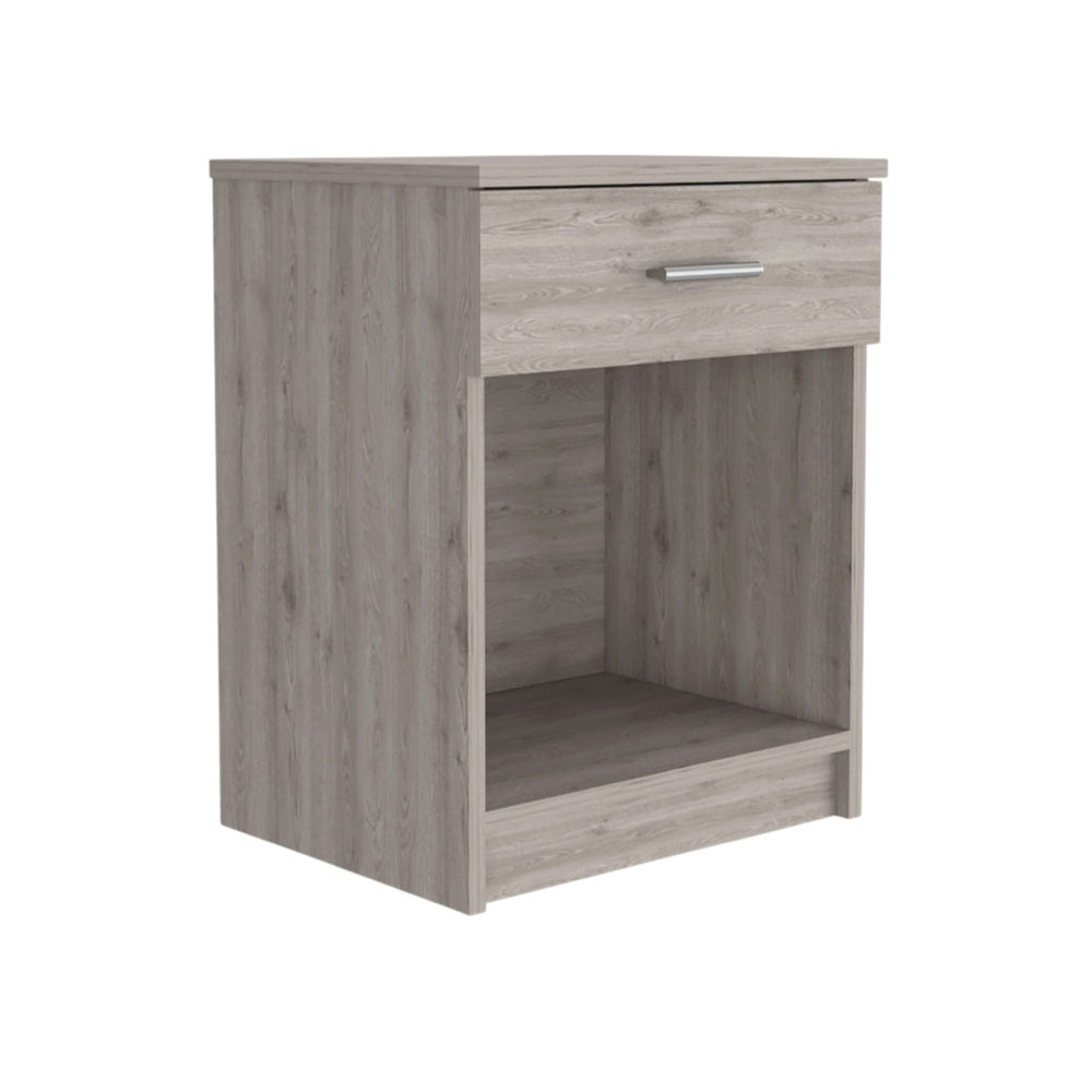 22" Light Gray One Drawer Faux Wood Nightstand - Homeroots - Flyclothing LLC
