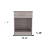22" Light Gray One Drawer Faux Wood Nightstand - Homeroots - Flyclothing LLC