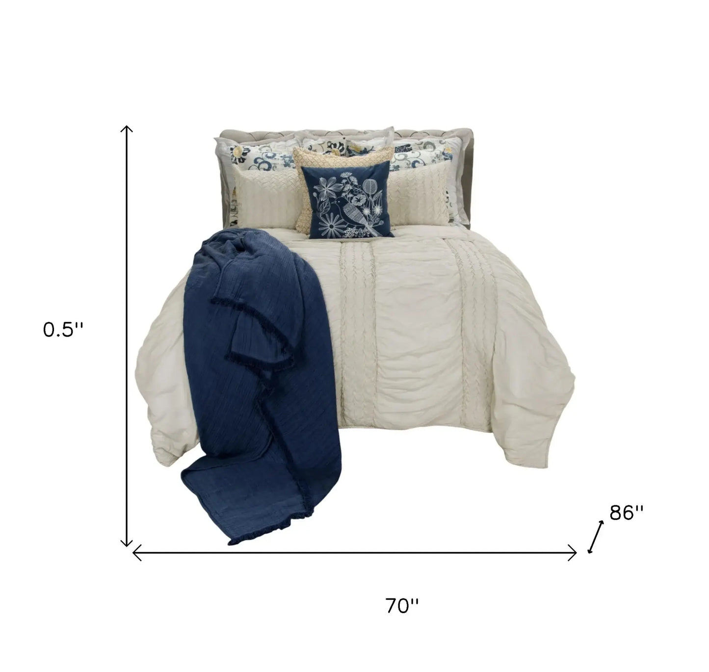Natural Twin 100% Cotton 300 Thread Count Washable Down Alternative Comforter - Homeroots - Flyclothing LLC