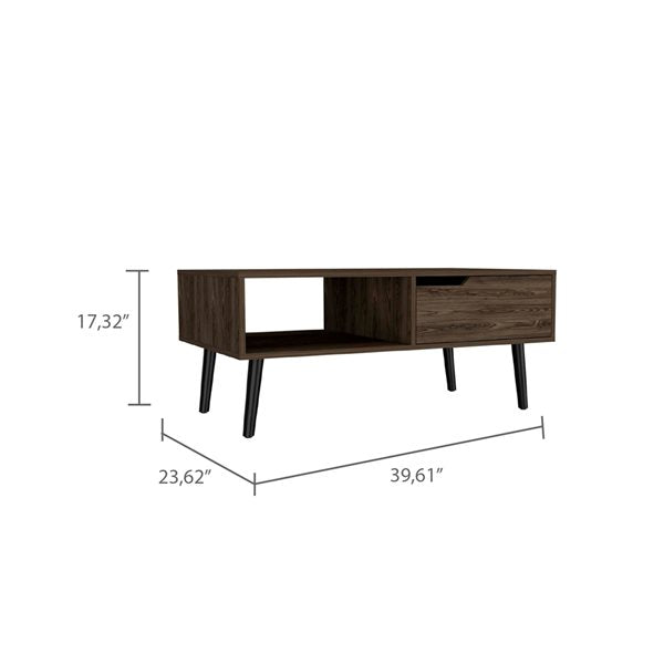 40" Brown And Black Coffee Table With Drawer And Shelf - Homeroots - Flyclothing LLC