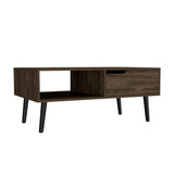40" Brown And Black Coffee Table With Drawer And Shelf - Homeroots