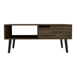 40" Brown And Black Coffee Table With Drawer And Shelf - Homeroots