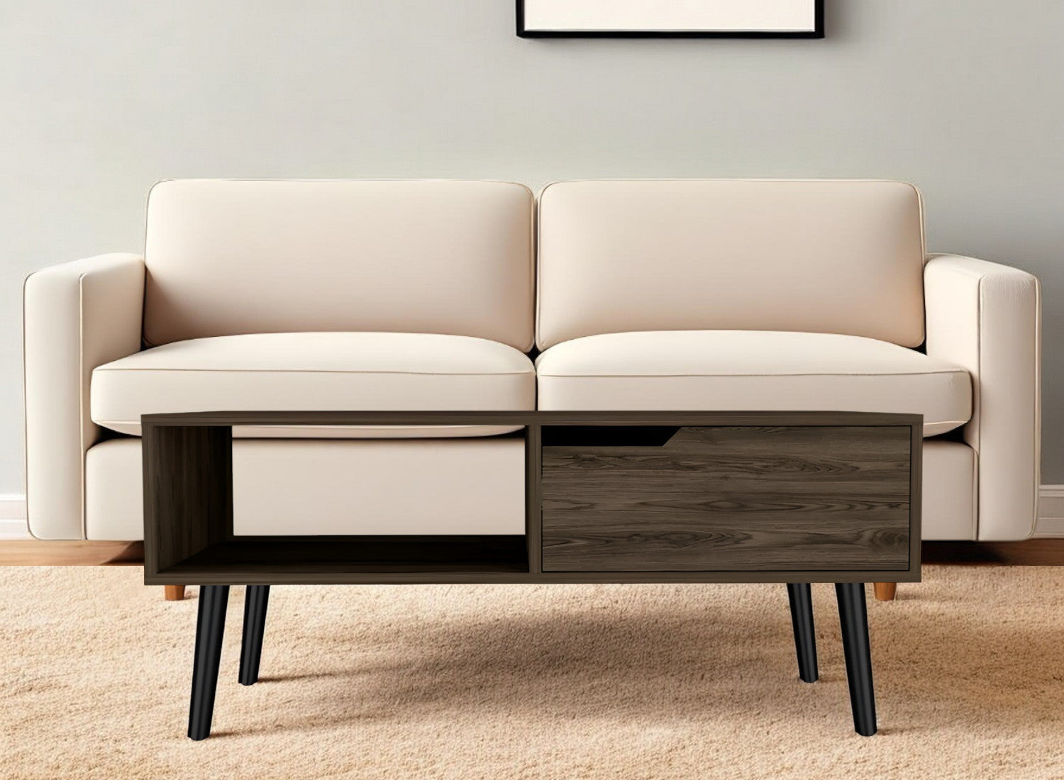 40" Brown And Black Coffee Table With Drawer And Shelf - Homeroots - Flyclothing LLC