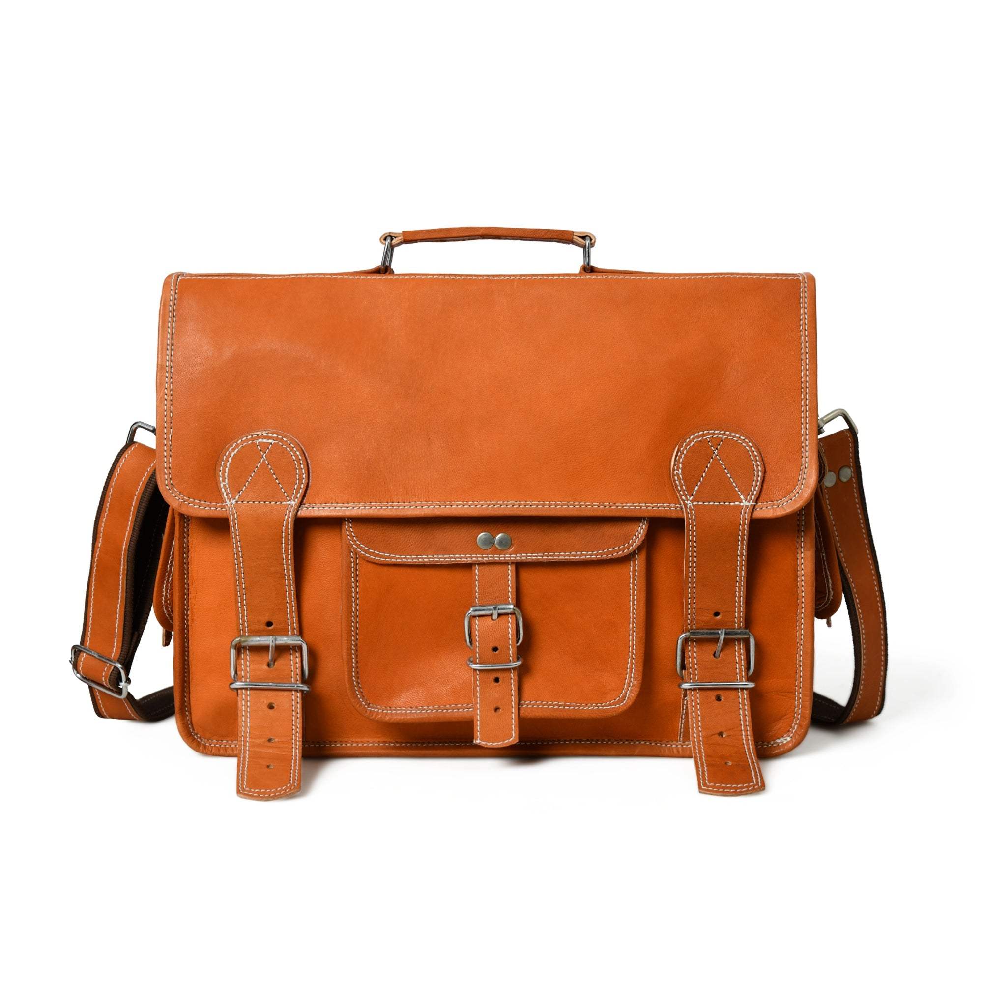 Ginger Grip Leather Briefcase - Classy Leather Bags - Flyclothing LLC