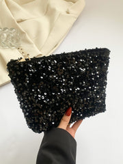 Sequin Clutch with Zipper - Trendsi