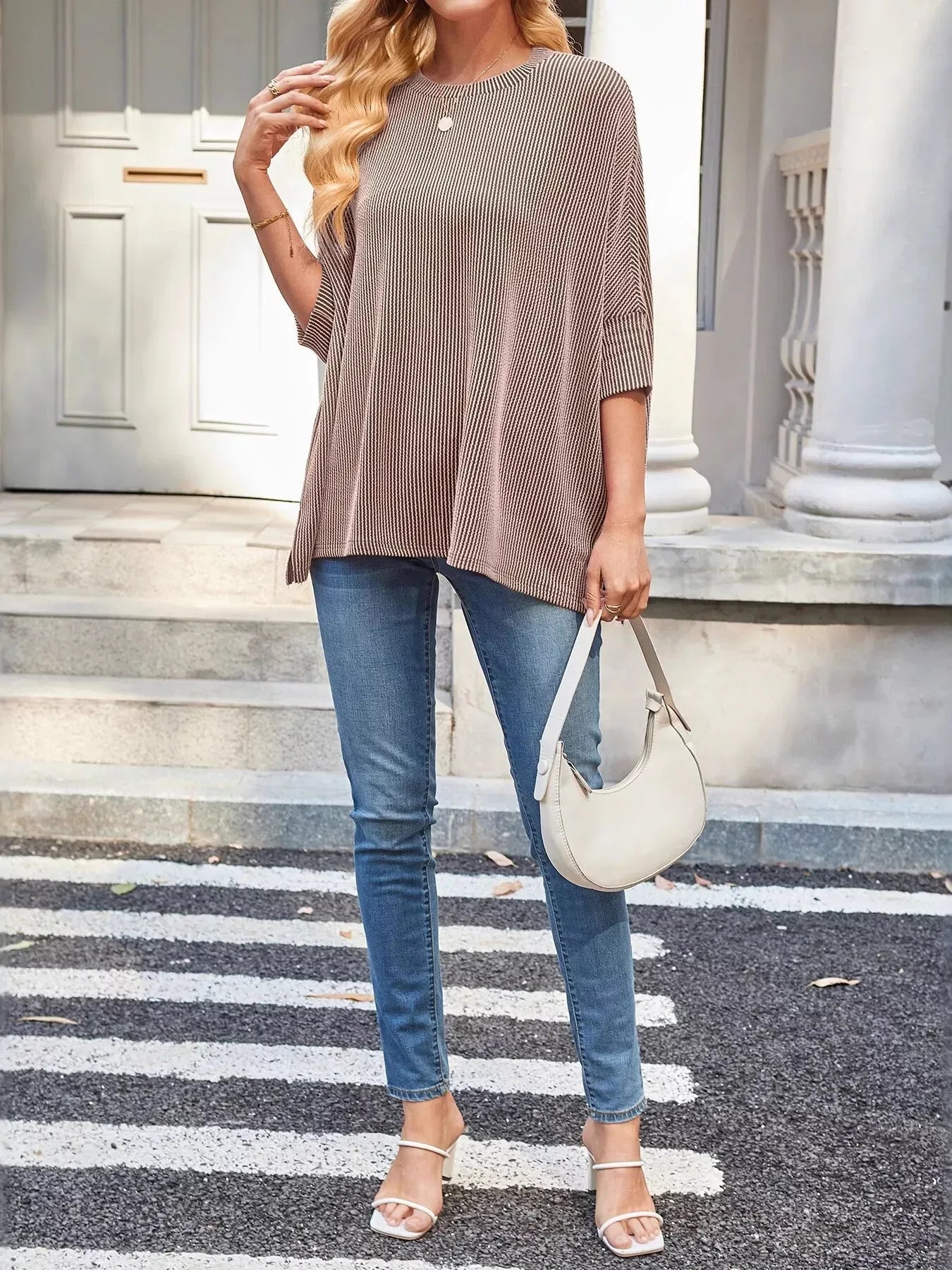 Relaxed Fit Half Sleeve T-Shirt - Trendsi - Flyclothing LLC