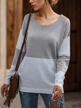 Color Block V-Neck Knit Top - Trendsi - Flyclothing LLC