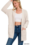 Zenana Long Sleeve Popcorn Sweater Cardigan with Pockets - Trendsi - Flyclothing LLC