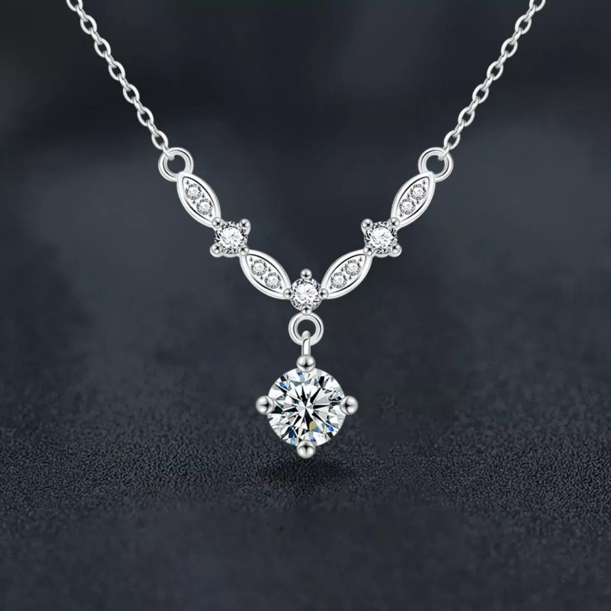 1 Carat Moissanite 925 Sterling Silver Necklace - Trendsi - Flyclothing LLC