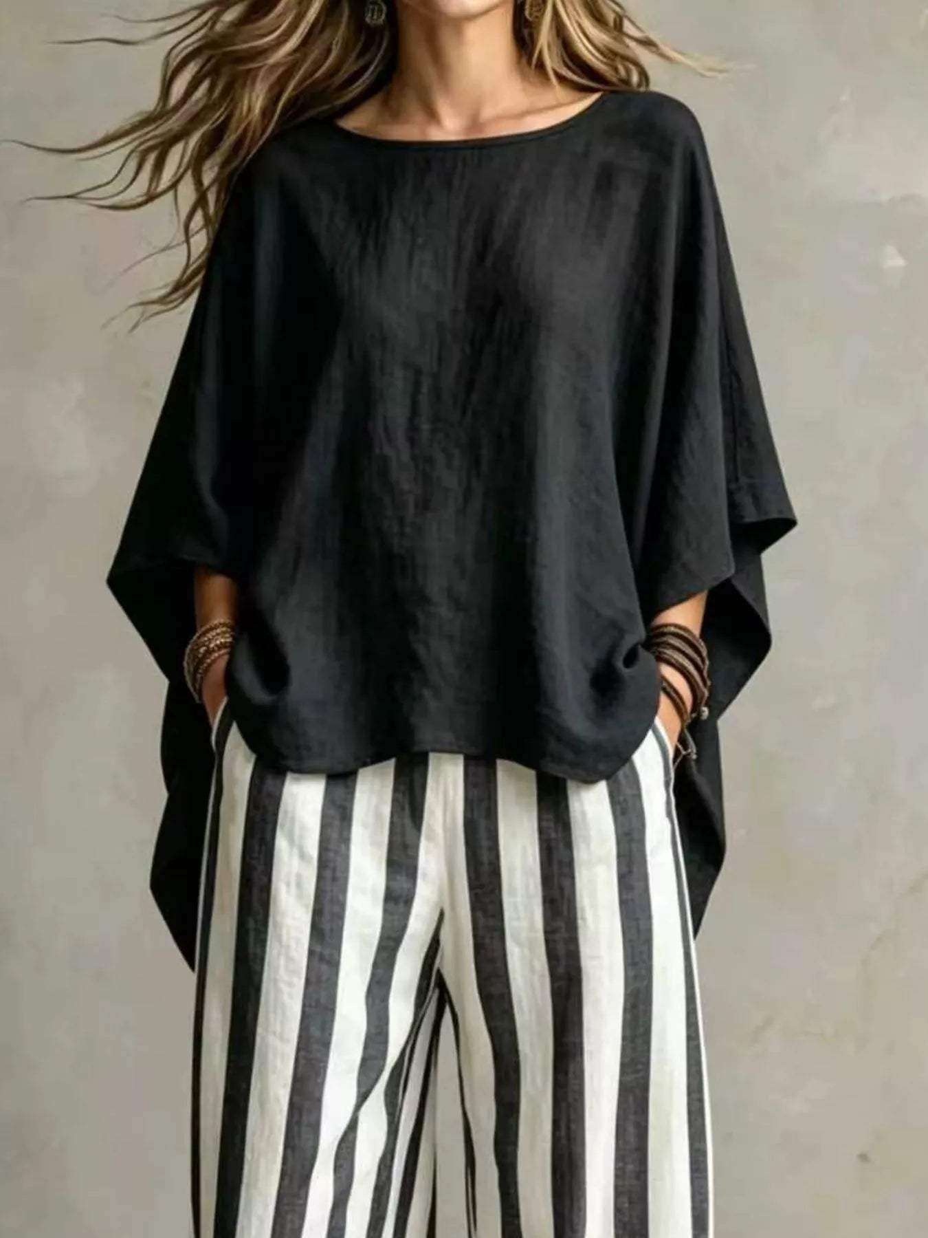 Full Size Solid Color Top and Pants Set Plus Size - Trendsi - Flyclothing LLC