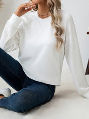Round Neck Raglan Sleeve Top - Trendsi