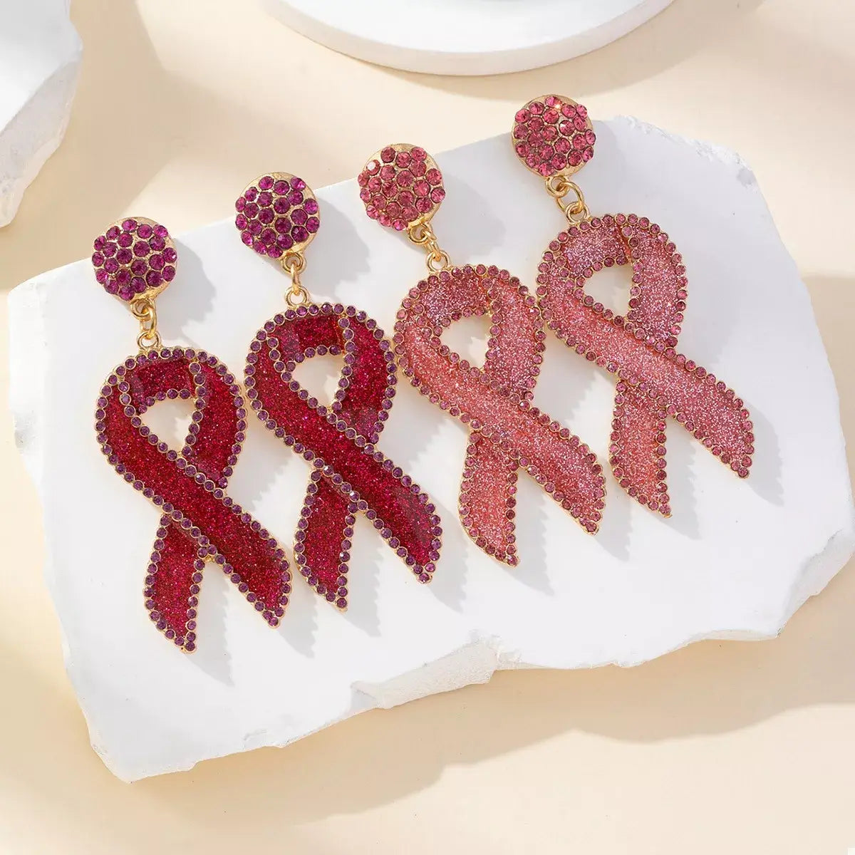 Rhinestone Ribbon Drop Earrings - Trendsi - Flyclothing LLC