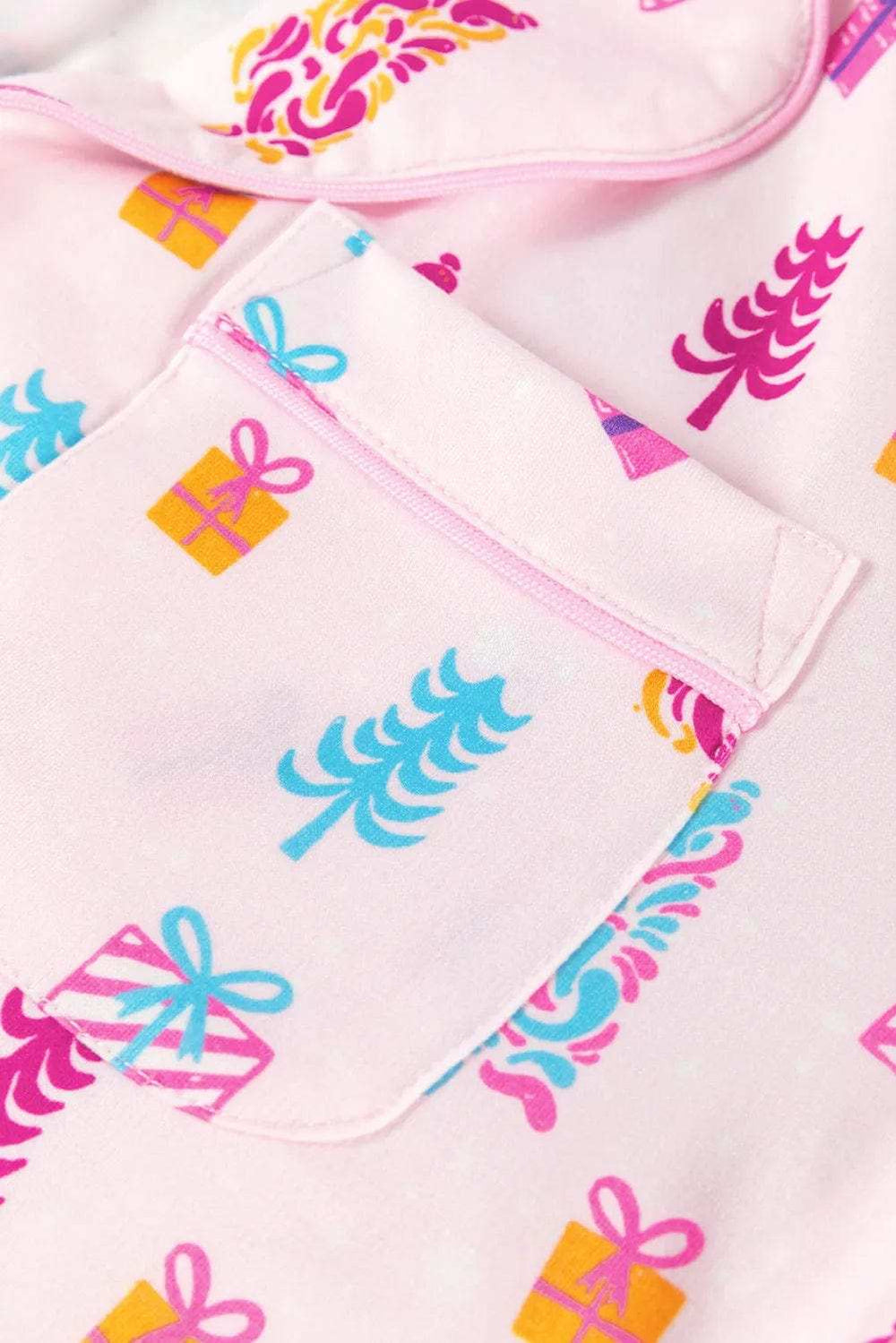 Printed Collared Neck Long Sleeve Lounge Dress - Trendsi - Flyclothing LLC