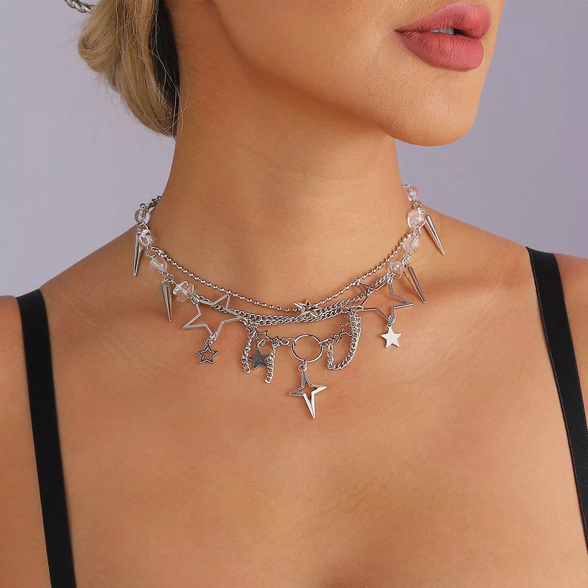 Gothic Star and Cross Charm Choker Necklace - Trendsi - Flyclothing LLC