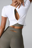 Cutout Round Neck Short Sleeve Active T-Shirt - Trendsi