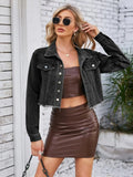 Raw Hem Denim Jacket with Pockets - Trendsi