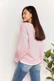 Angel Wings Contrast Detail Dropped Shoulder Knit Top - Trendsi