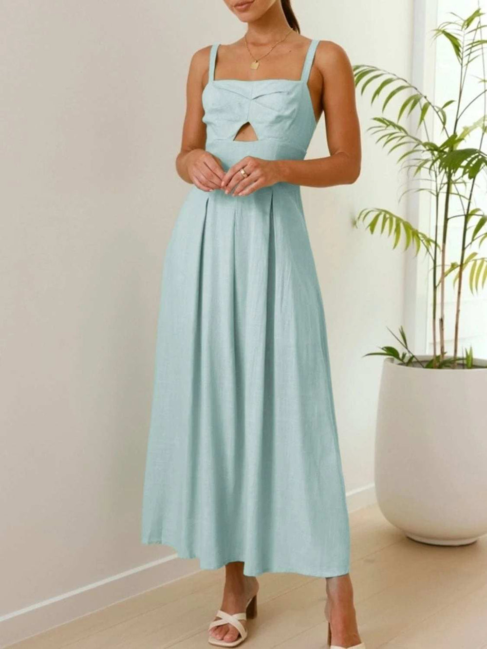 Devine Cutout Square Neck Cami Dress - Trendsi - Flyclothing LLC