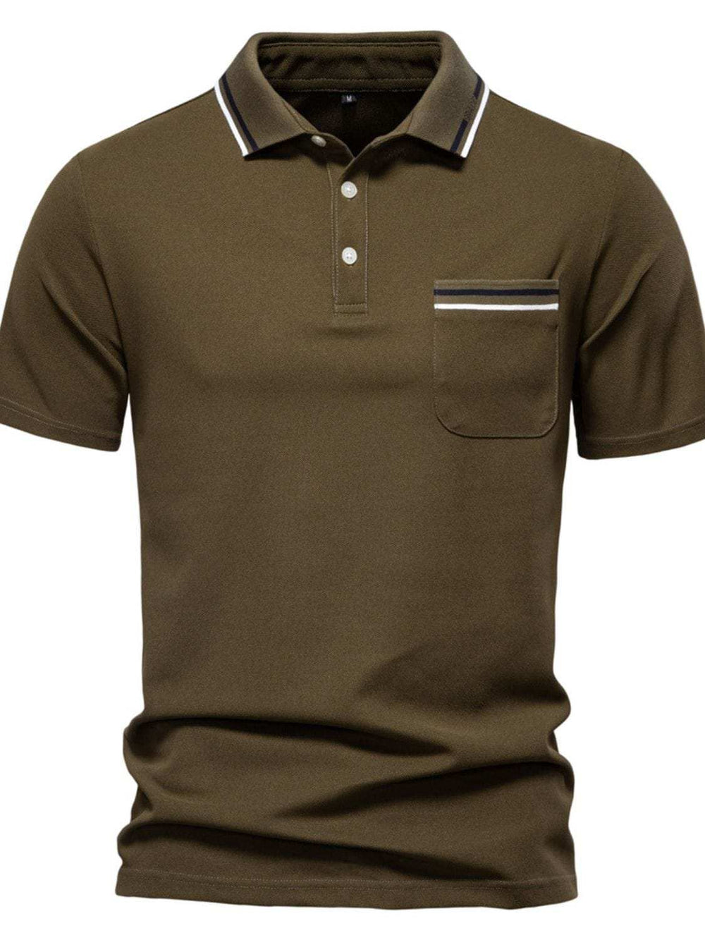 Men's Short Sleeve Collared Neck Striped Polo - Trendsi - Flyclothing LLC
