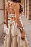 Tiered Crisscross Spaghetti Strap Dress - Trendsi - Flyclothing LLC