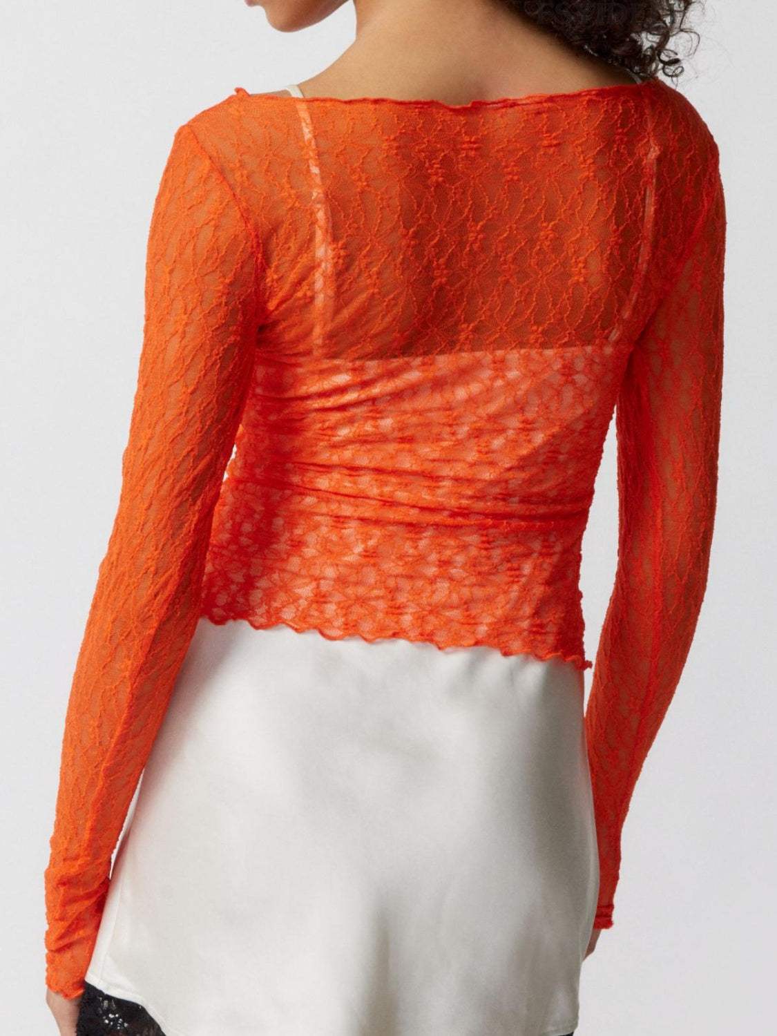 Lace Boat Neck Long Sleeve Blouse - Trendsi - Flyclothing LLC