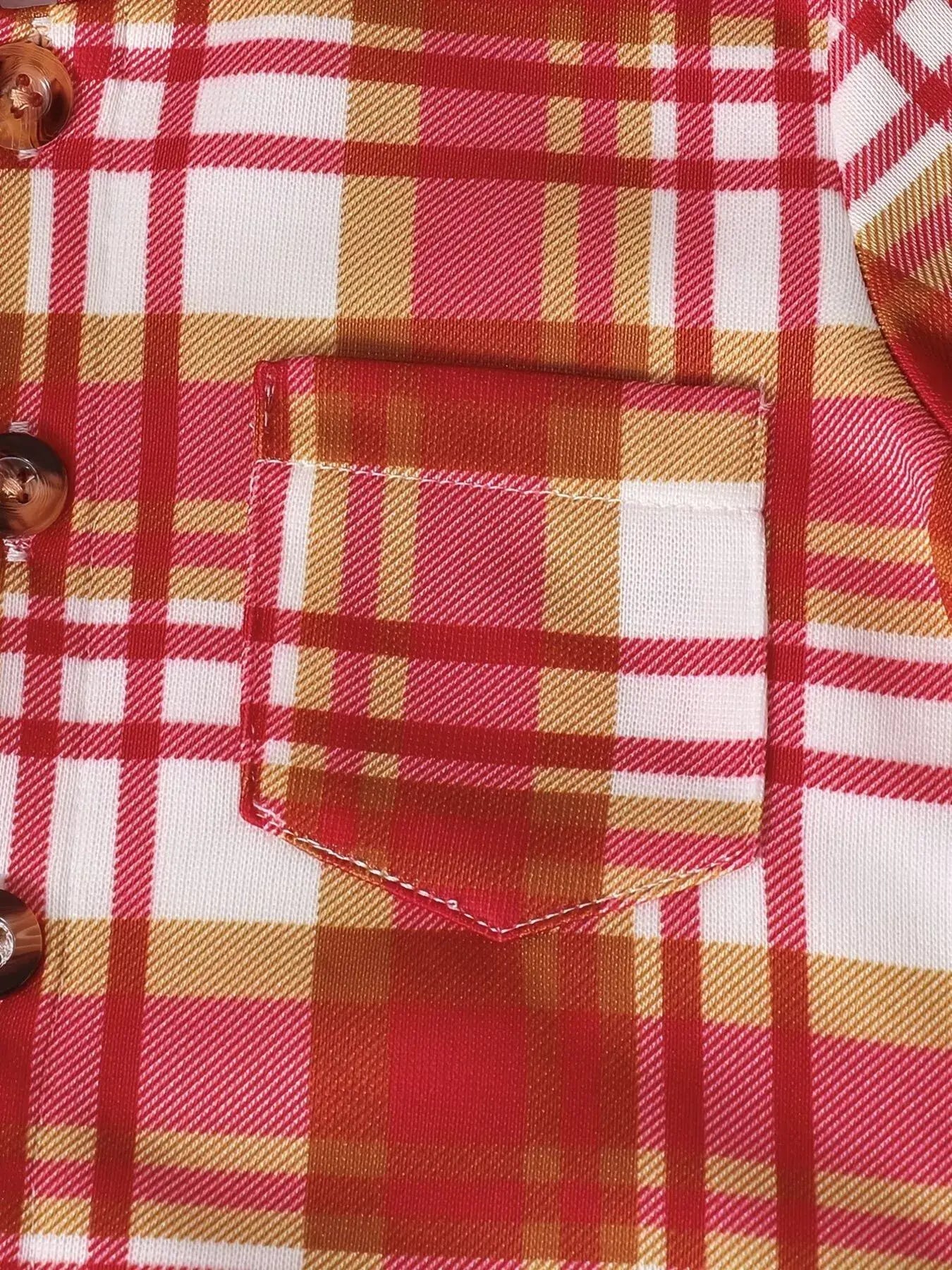 Children's Plaid Button Up Hooded Top & Pants Set - Trendsi - Flyclothing LLC