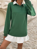 Devine Ruffle Hem Long Sleeve Mini Dress - Trendsi - Flyclothing LLC
