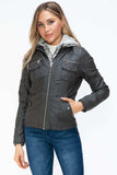 YMI Removable Faux Layered Multi-Pocket Jacket with Fuzzy Hood - Trendsi - Flyclothing LLC