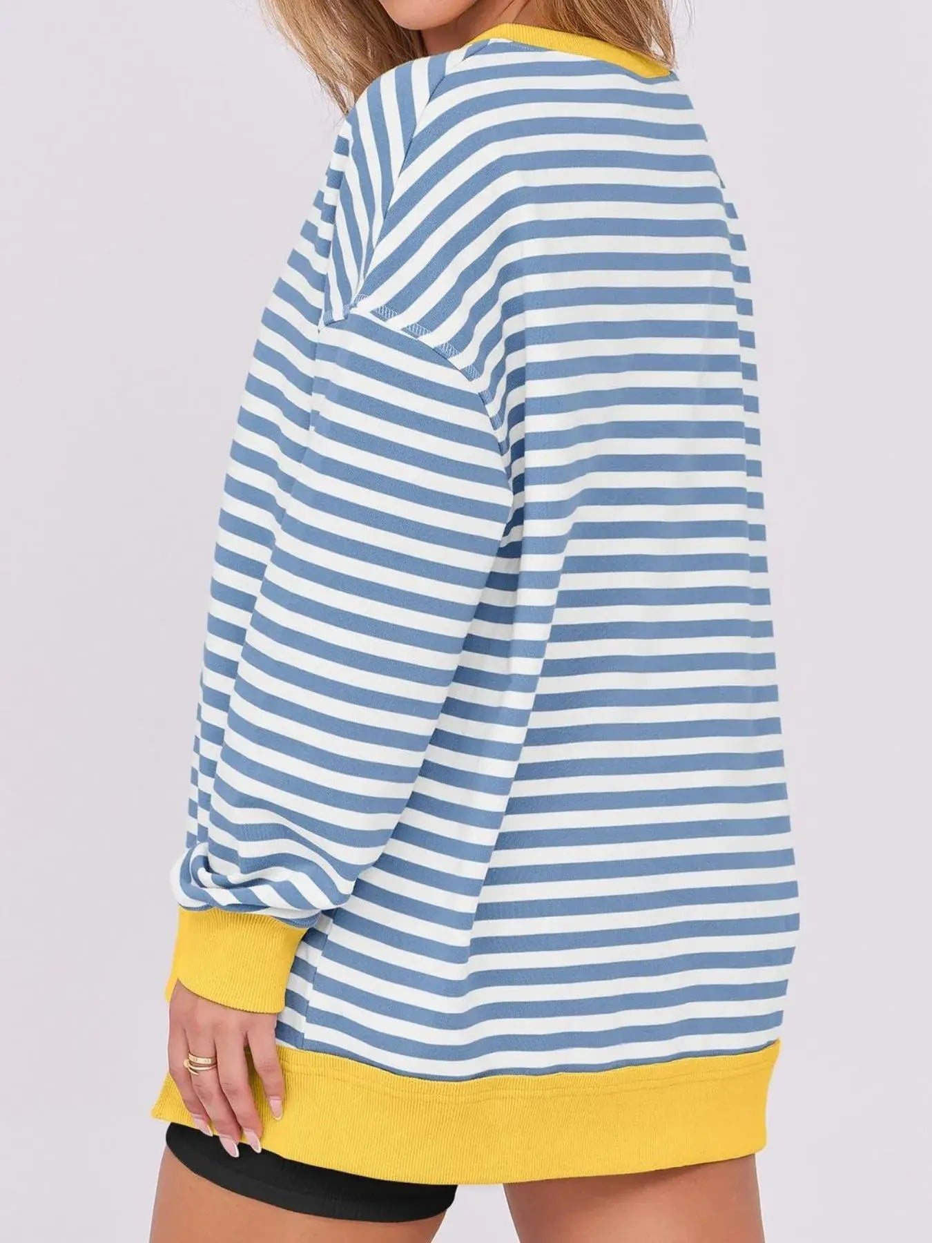 Notched Long Sleeve Oversized Sweatshirt - Trendsi - Flyclothing LLC
