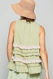 POL Ruffled Open Front Sleeveless Cardigan - Trendsi