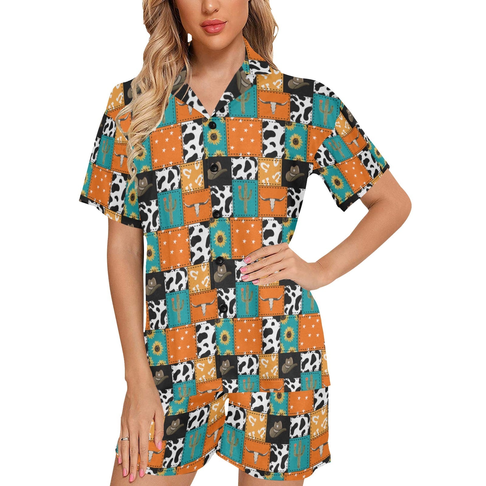 Baha Ranch Western Patchwork Women's Western Pajama Set
