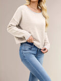 Round Neck Dropped Shoulder Sweater - Trendsi - Flyclothing LLC