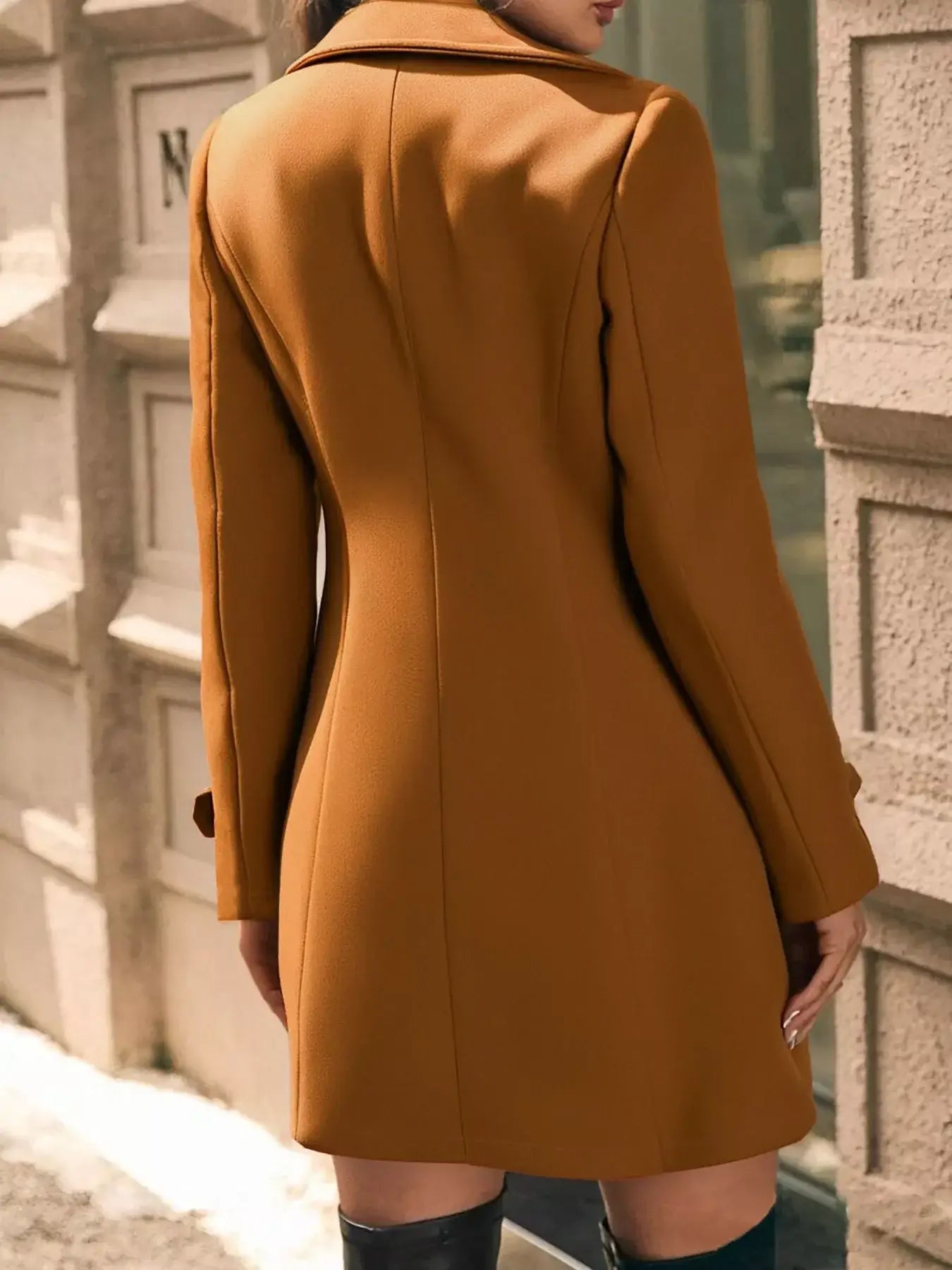 Double-Breasted Wool Blend Overcoat - Trendsi - Flyclothing LLC