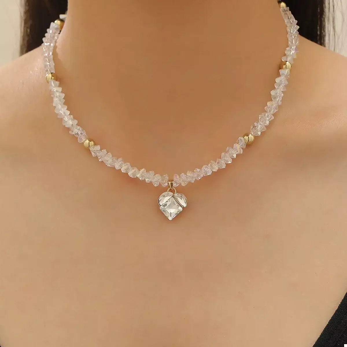 Pearl & Heart Pendant Necklace - Trendsi - Flyclothing LLC