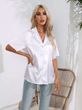 Button Down Short Sleeve Shirt - Trendsi - Flyclothing LLC