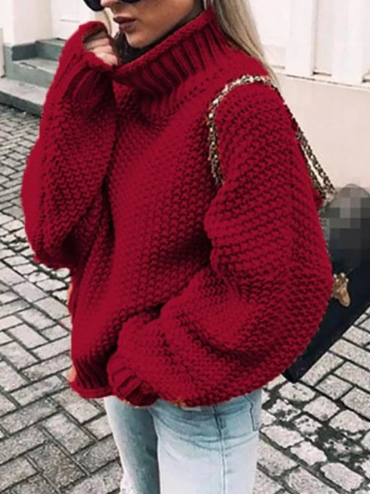 Full Size Chunky Knit Turtleneck Sweater Plus Size - Trendsi - Flyclothing LLC