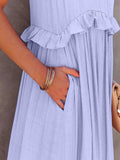 Ruffled Sleeveless Tiered Maxi Dress with Pockets - Trendsi - Flyclothing LLC