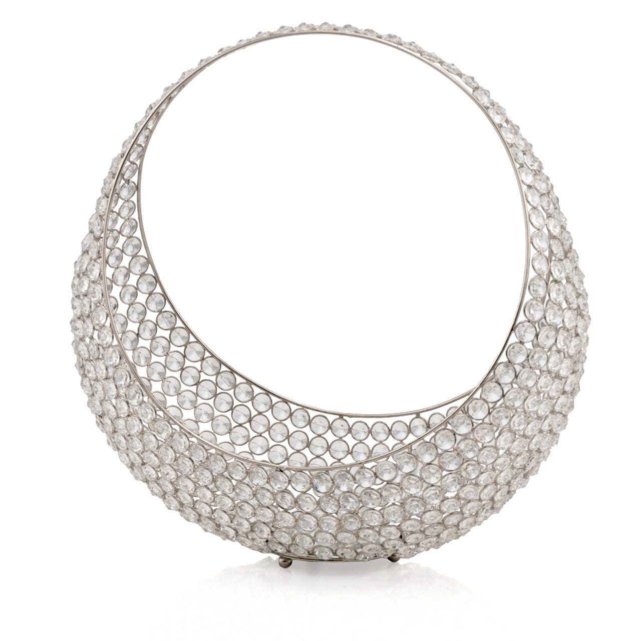 16" Silver and Faux Crystal Bling Ring Basket - Homeroots - Flyclothing LLC