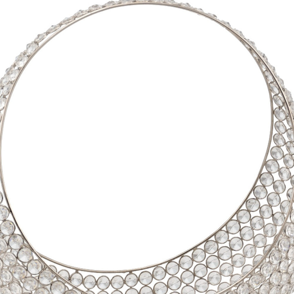 16" Silver and Faux Crystal Bling Ring Basket - Homeroots - Flyclothing LLC