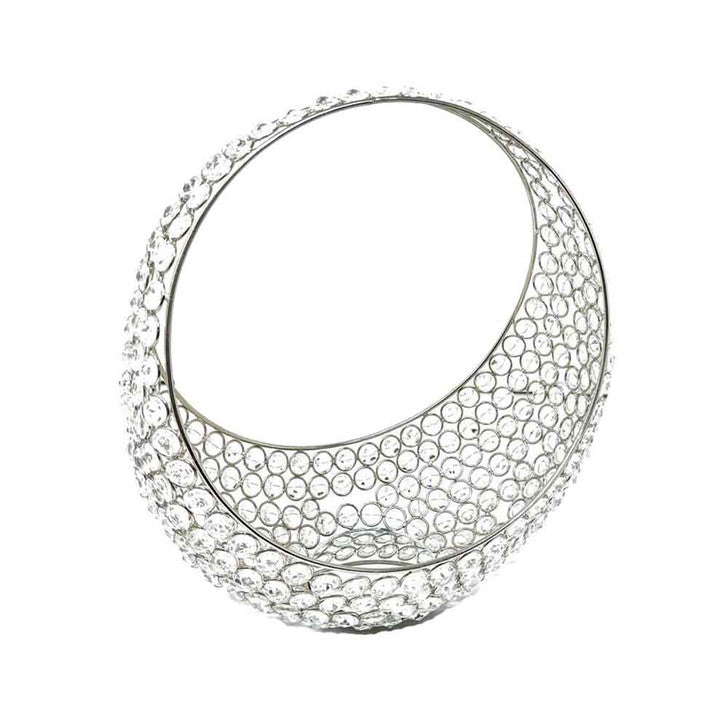 13" Silver and Faux Crystal Bling Ring Basket - Homeroots - Flyclothing LLC