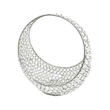 13" Silver and Faux Crystal Bling Ring Basket - Homeroots - Flyclothing LLC